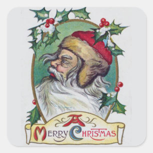 Vintage Gnome Christmas Square Sticker