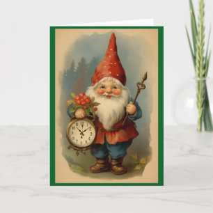 Vintage Gnome New Year Holiday Card