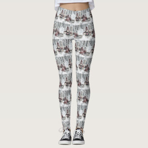 Vintage Gnomes in the snow drawing  Leggings
