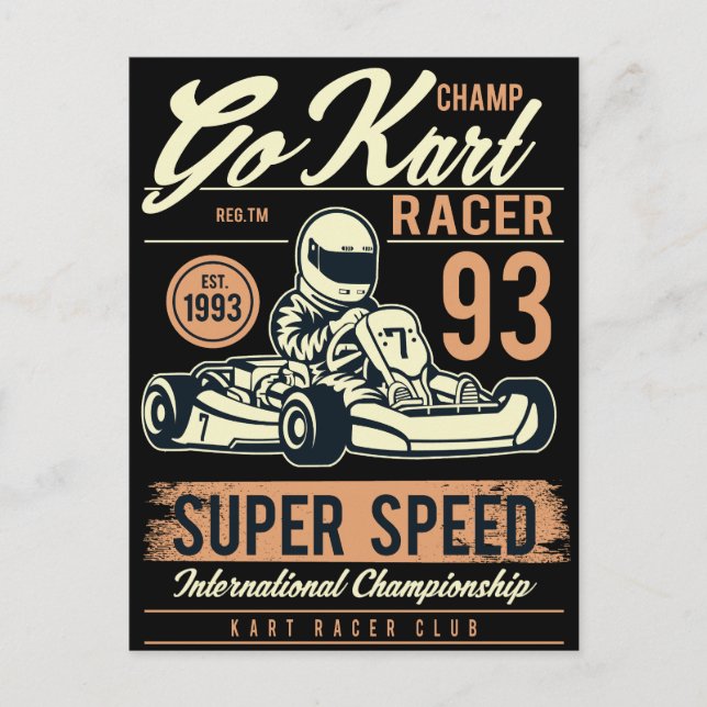Vintage Go Kart Racing Birthday Invitation Card (Front)
