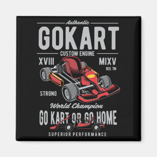 Vintage Go-Kart Racing Logo Magnet