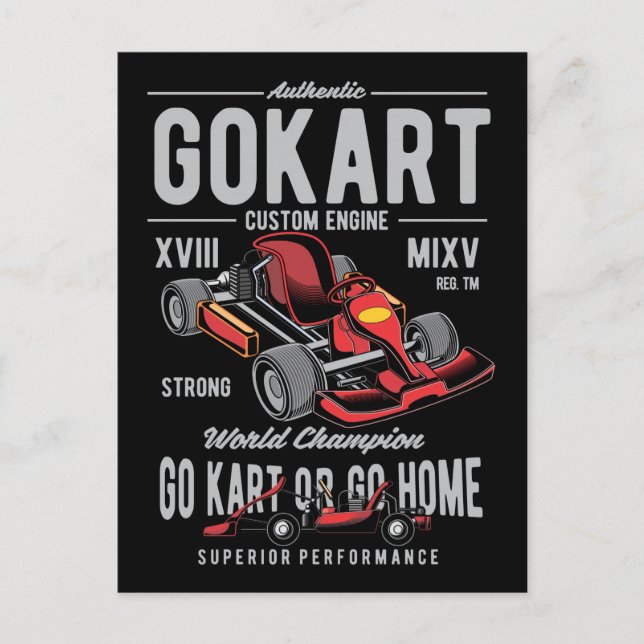 Vintage Go-Kart Racing Logo Postcard (Front)