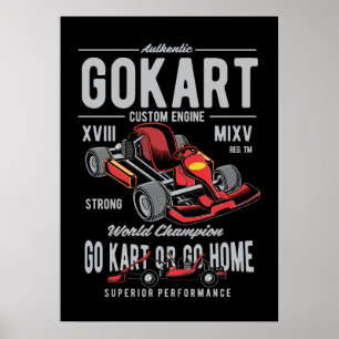 Vintage Go-Kart Racing Logo Poster
