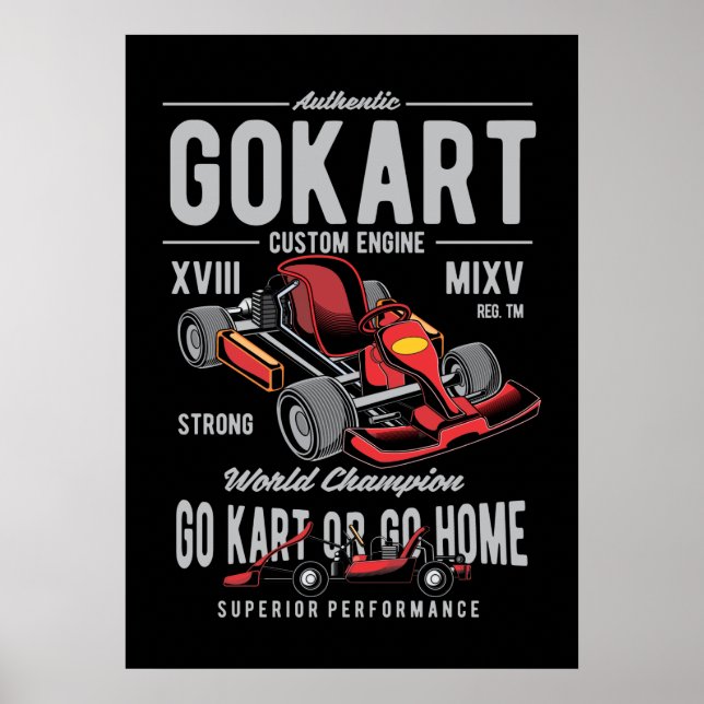 Vintage Go-Kart Racing Logo Poster (Front)
