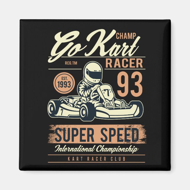 Vintage Go Kart Racing  Magnet (Front)