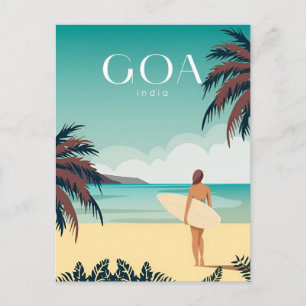 Vintage GOA, India Travel watercolor retro Postcard