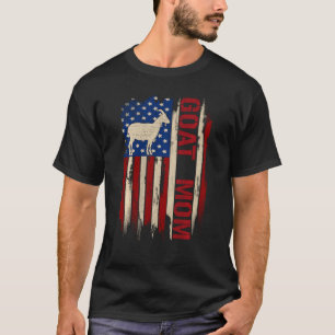 Vintage Goat Mom American Usa Flag Farmingfarmer T-Shirt