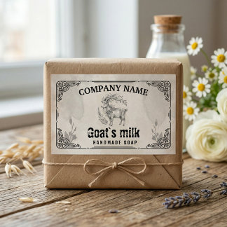 Vintage Goat’s Milk Soap Label- Watercolor Rustic  Rectangular Sticker