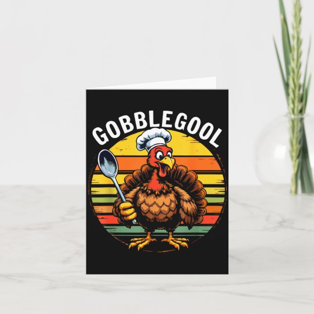 Vintage Gobble Gool Turkey Thanksgiving Man, Woman Card (Front)