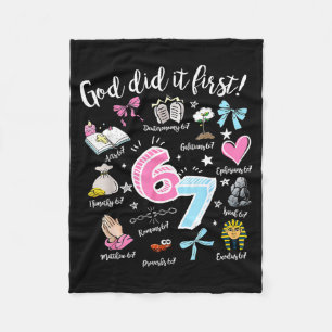 Vintage God Did It First 67 Six Seven Meme Christi Fleece Blanket