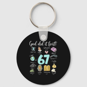 Vintage God Did It First 67 Six Seven Meme Christi Key Ring
