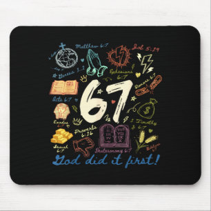 Vintage God Did It First 67 Six Seven Meme Christi Mouse Mat