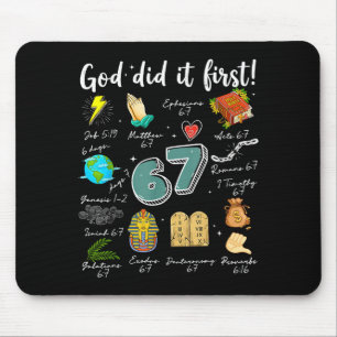 Vintage God Did It First 67 Six Seven Meme Christi Mouse Mat