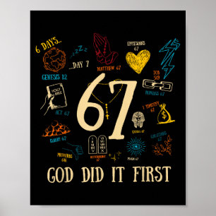 Vintage God Did It First 67 Six Seven Meme Christi Poster