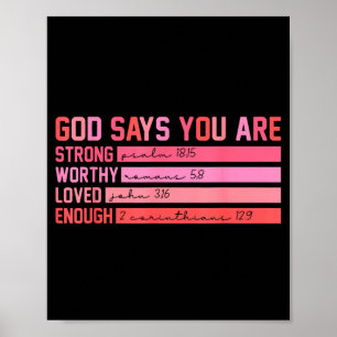Vintage God Says You Are Strong Worthy Loved Enoug Poster