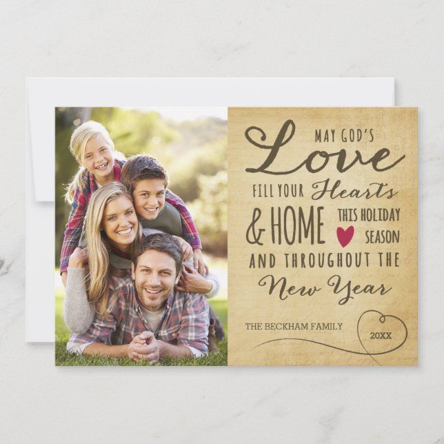 Vintage God's Love Holiday Photo Card (Front)
