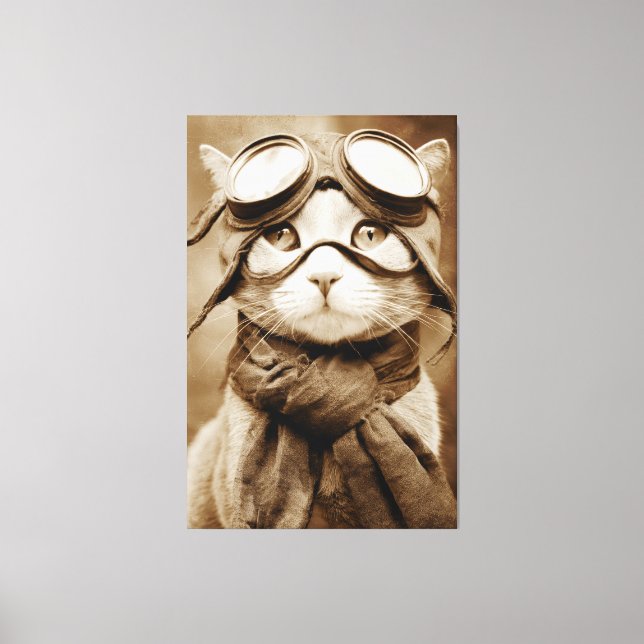 Vintage Goggle Cat Scarf Retro Print (Front)