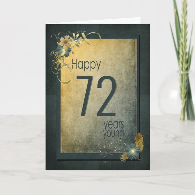 Vintage Gold 72nd Birthday Card (Front)