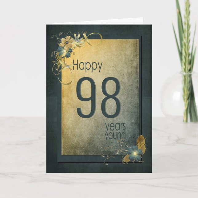 Vintage Gold 98th Birthday Card (Front)