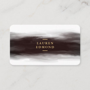 Vintage Gold Abstract Black Ink Brushstrokes Business Card