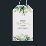 Vintage Gold and Green Eucalyptus Bridal Shower Gift Tags<br><div class="desc">These vintage gold and green eucalyptus bridal shower gift tags are perfect for  a simple wedding shower. The design features hand-painted watercolor green,  gold,  and blue leaves and flowers neatly arranged into bouquets and geometric elegant frames.</div>