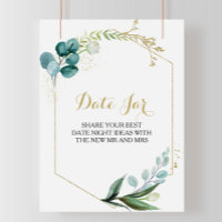 Vintage Gold and Green Eucalyptus Date Jar Sign