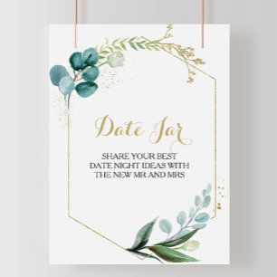 Vintage Gold and Green Eucalyptus Date Jar Sign