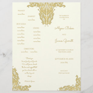 Vintage Gold and Ivory Wedding Program