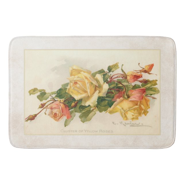 Vintage Gold and Pink Roses Bath Mat (Front)