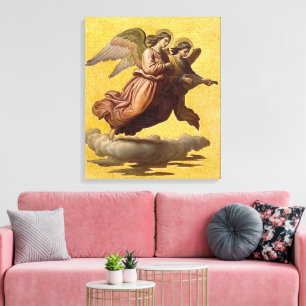 Vintage Gold Angel Religious Catholic Art Print