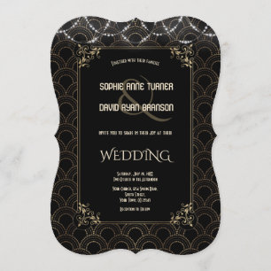 Vintage Gold Art Deco Fleur-de-lis Wedding Invitation