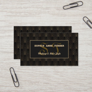 Vintage Gold Art Deco Monogram Makeup Artist Business Card