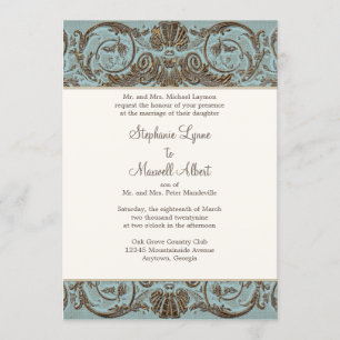 Vintage Gold Baroque Rococo Scrollwork n Shell Invitation