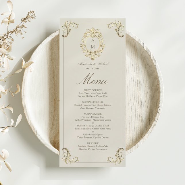 Vintage Gold Baroque Wedding Menu (Creator Uploaded)