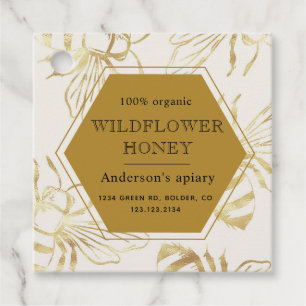 vintage gold bee queen apiary monogram honey jar favour tags