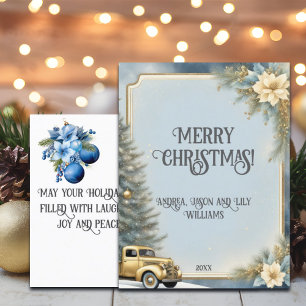Vintage Gold Car Christmas Tree Gold Glitter  Postcard