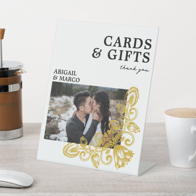 Vintage Gold Cards and Gifts Pedestal Sign (In SItu)