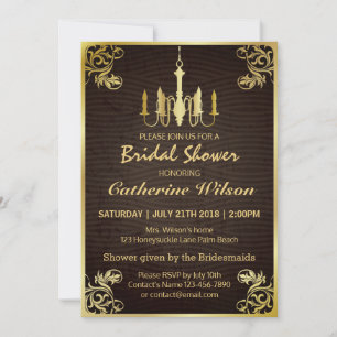 Vintage Gold Chandelier Bridal Shower Invitation