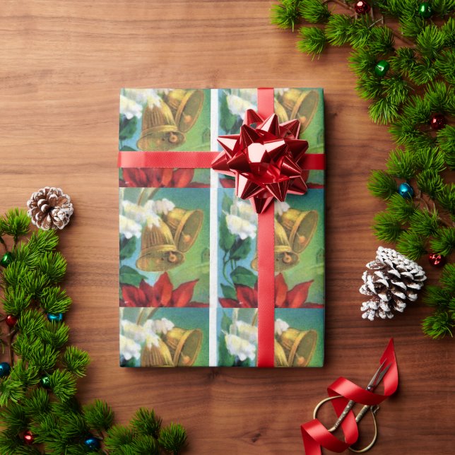 Vintage Gold Christmas Bells Holiday Wrapping Paper (Holiday Gift)