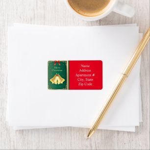Vintage Gold Christmas Bells Return Address Label