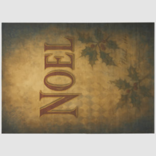 Vintage Gold Christmas Noel with Holly Tissue Paper