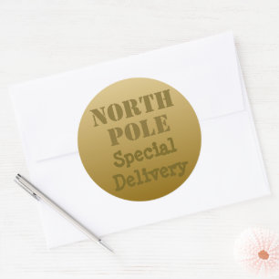 Vintage Gold Christmas North Pole Stickers 