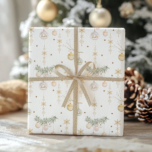 Vintage Gold Christmas Ornament Wrapping Paper