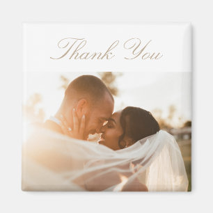 Vintage Gold Classic Modern Photo Wedding Magnet