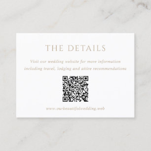 Vintage Gold Classic Modern QR Code Wedding Enclosure Card