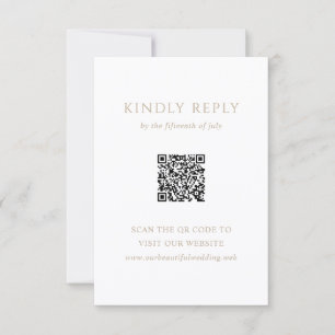 Vintage Gold Classic Modern QR Code Wedding RSVP Card