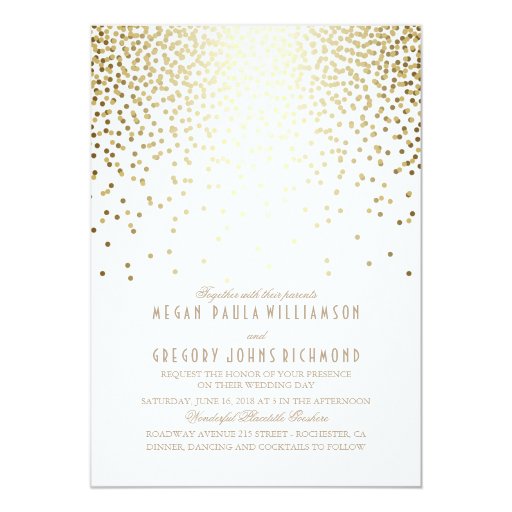 Image of Vintage Gold Confetti Art Deco Elegant Wedding Invitation