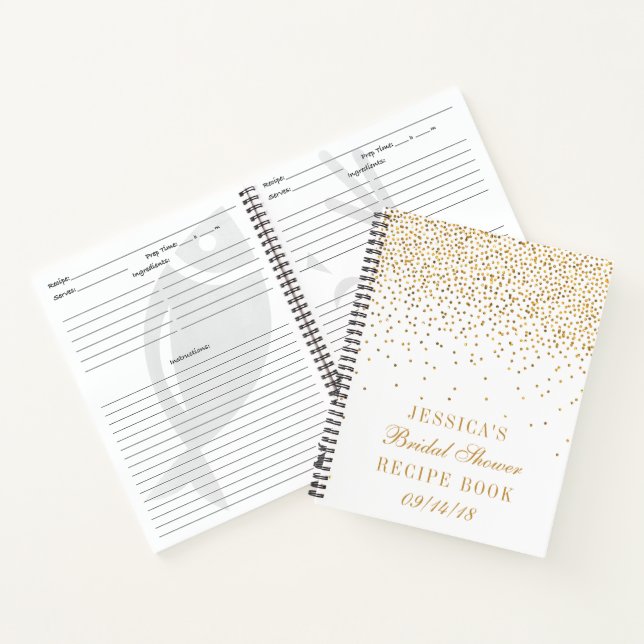 Vintage Gold Confetti Bridal Shower Recipe Notebook (Inside)