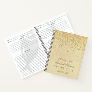 Vintage Gold Confetti Bridal Shower Recipe Notebook