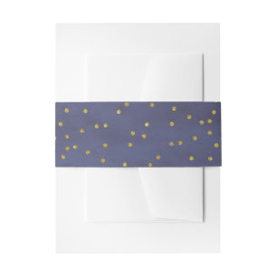 Vintage Gold Confetti Navy Wedding Invitation Belly Band
